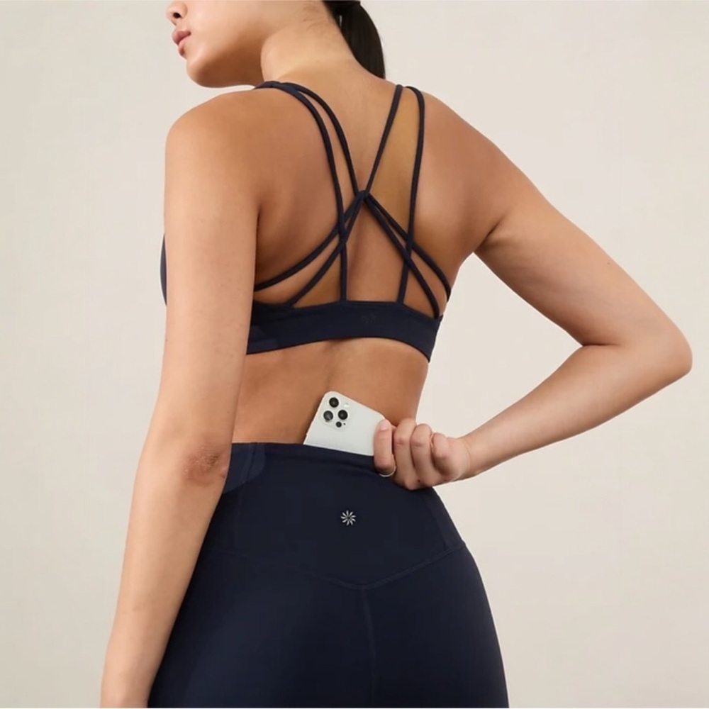 NWT Athleta Elation Ultra High Rise Straight Leg Pant in color Navy - Picture 4 of 10